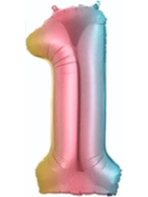 Deniz Parti 1 Rakam Gökkuşağı Folyo Balon 34''- 76 cm
