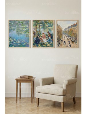 Tontilika Impressionist Art Classic 3’lü Ahşap Çerçeveli Tablo Seti