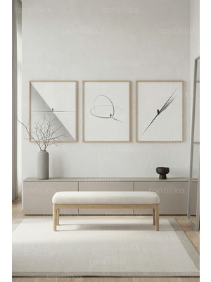 Tontilika Minimalist Soyut Figüratif Insan Formları 3’lü Ahşap Çerçeveli Tablo Seti