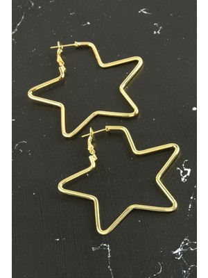 Zero Land Muratech Yıldız Tr Küpe 5,5 Cm-Sarı