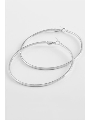 Zero Land Muratech Metal Halka Küpe 5 Cm-Gümüş Rengi