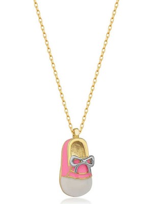 Siv Ticaret 925 Ayar Gümüş Gold Kız Çocuk Pabuç Kadın Kolye