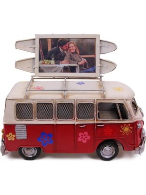 Siv Ticaret Dekoratif Metal Minibüs Çerçeveli Biblo Kumbaralı