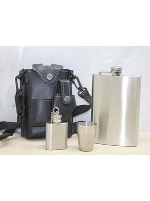 Siv Ticaret Deri Kılıflı Matara Seti