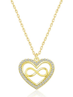 Siv Ticaret 925 Ayar Gümüş  Kalp Sonsuzluk Bayan Gümüş Kolye