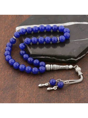 Siv Ticaret ​doğaltaş Metal Püsküllü Mavi Yeşim Taşı Tesbih