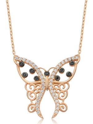 Siv Ticaret 925 Ayar Gümüş Desenli Kelebek Kolye