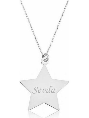 Siv Ticaret 925 Ayar Gümüş Kişiye Özel Isimli Yıldız Gümüş Kolye