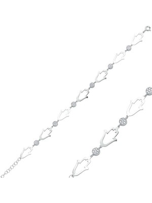 Siv Ticaret 925 Ayar Gümüş Fatma Ana Eli Bileklik