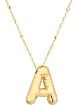 Siv Ticaret 925 Ayar Gümüş Gold Balon A Harfi Kadın Kolye