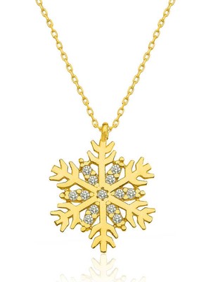 Siv Ticaret ​925 Ayar Gümüş Gold Kar Tanesi Kadın Gümüş Kolye