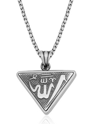 Siv Ticaret 925 Ayar Gümüş Üçgen Allah Yazılı Cevşen Dualı Kolye