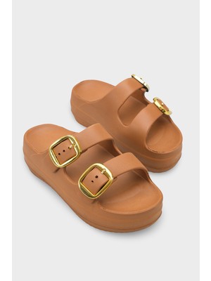 Capone Outfitters Nicki Eva Çift Tokalı Dolgu Tabanlı Kadın Terlik