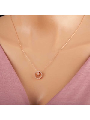 Siv Ticaret 925 Ayar Gümüş Rose Iç Içe Geçmiş Halka Kadın Kolye