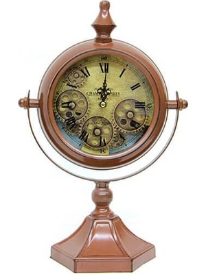 Siv Ticaret Masaüstü Mat Kahve Çarklı Saat Roma Rakamlı Köstek Modeli