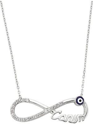 Siv Ticaret 925 Ayar Gümüş Nazarlı Sonsuzluk Canım Kadın Gümüş Kolye