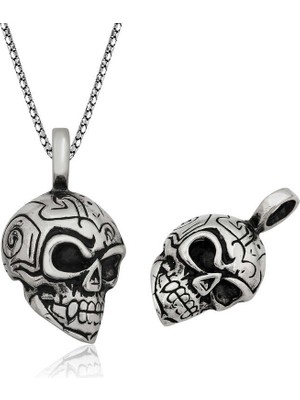 Siv Ticaret 925 Ayar Gümüş Kuru Kafa Erkek Gümüş Kolye