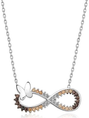 Siv Ticaret 925 Ayar Gümüş Kelebekli Sonsuzluk Kadın Gümüş Kolye