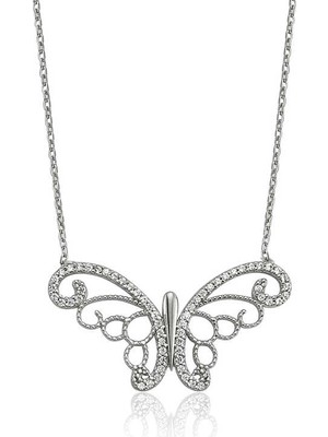 Siv Ticaret 925 Ayar Gümüş Kelebek Bayan Kolye