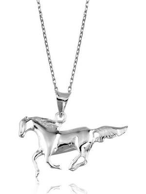 Siv Ticaret 925 Ayar Gümüş Koşan At Kadın Gümüş Kolye