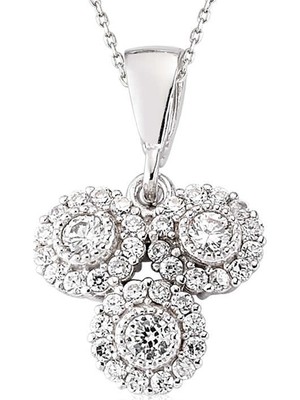 Siv Ticaret 925 Ayar Gümüş Beyaz Taşlı Kadın Gümüş Kolye