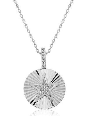 Siv Ticaret ​​925 Ayar Gümüş Fırfırlı Yıldız Kadın Gümüş Kolye