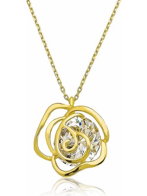 Siv Ticaret ​925 Ayar Gümüş Gold Gül Kadın Gümüş Kolye