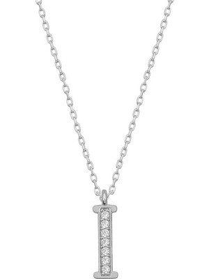 Siv Ticaret 925 Ayar Gümüş Rodyum Kaplama I Harfi Kadın Gümüş Kolye