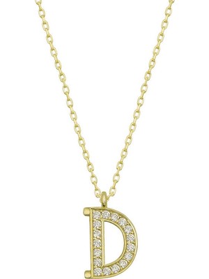 Siv Ticaret 925 Ayar Gümüş Gold D Harfi Kadın Gümüş Kolye