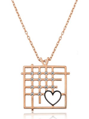 Siv Ticaret 925 Ayar Gümüş Parmaklıklar Arasındaki Aşk Kadın Gümüş Kolye