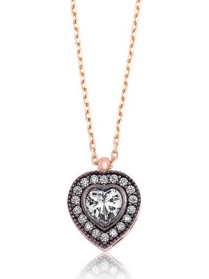 Siv Ticaret 925 Ayar Gümüş Kalpli Kadın Gümüş Kolye