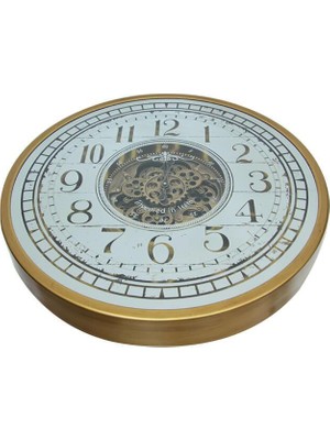 Siv Ticaret Çarklı Duvar Saati Sarıoksit Akar Mekanizmalı Dekoratif Hediyelik