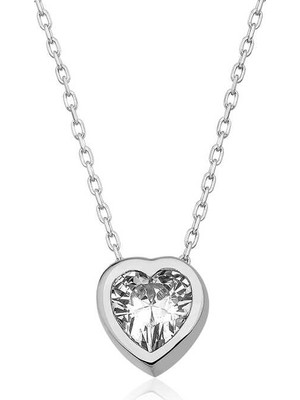 Siv Ticaret 925 Ayar Gümüş Kalp Kadın Gümüş Kolye