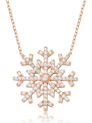 Siv Ticaret 925 Ayar Gümüş Kar Tanesi Kadın Gümüş Kolye