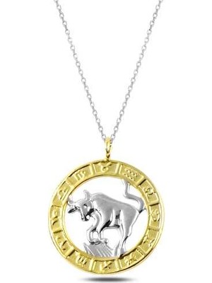 Siv Ticaret ​925 Ayar Gümüş Gold Boğa Burcu Kadın Gümüş Kolye