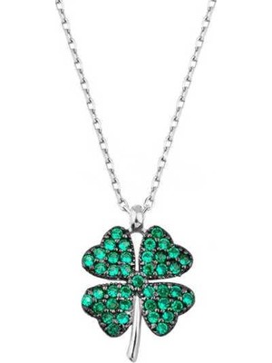 Siv Ticaret 925 Ayar Gümüş Dört Yapraklı Yonca Kadın Gümüş Kolye