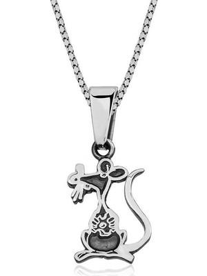 Siv Ticaret ​925 Ayar Gümüş Fare Unisex Gümüş Kolye