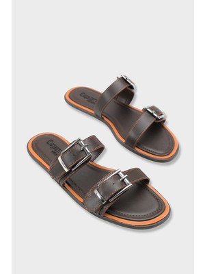 Capone Outfitters Madalyn Çift Tokalı Düz Topuklu Kadın Terlik Kadın Terlik