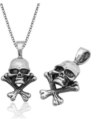 Siv Ticaret 925 Ayar Gümüş Kuru Kafa Gümüş Kolye