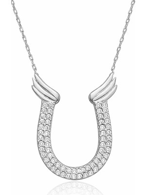 Siv Ticaret Gümüş Zirkon Taşlı Nal Kadın Kolye