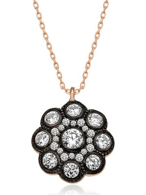 Siv Ticaret ​gümüş Elmas Montür Çiçek Bayan Kolye