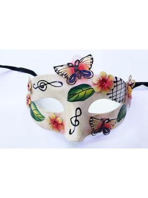 Siv Ticaret Yaprak Modelli Kelebek Işlemeli Yılbaşı Parti Maskesi Kırmızı Renk