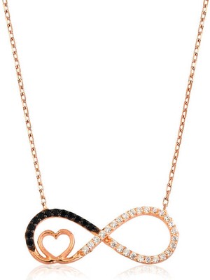 Siv Ticaret 925 Ayar Gümüş Kalpli Sonsuzluk Kadın Gümüş Kolye