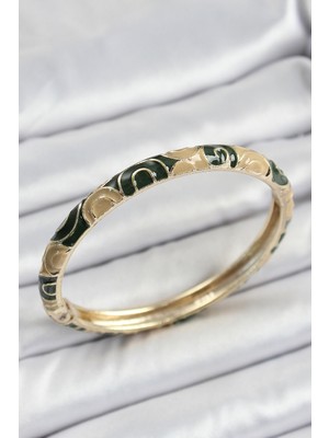 Siv Ticaret Mineli Pirinç Siyah ve Kahverengi Motifli Kadın Kelepçe - Lisinya