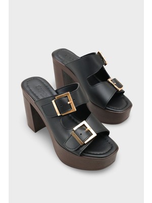 Capone Outfitters Rory Platform Çift Tokalı Kadın Terlik