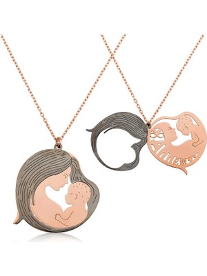 Siv Ticaret 925 Ayar Gümüş Anne ve Bebek Gümüş Kolye