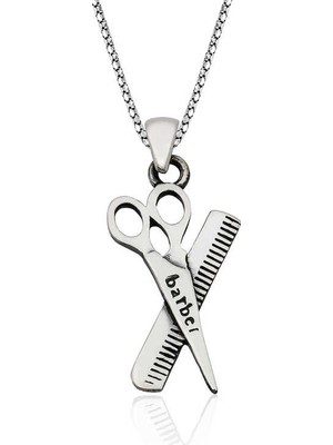 Siv Ticaret 925 Ayar Gümüş Berber Erkek Kolye