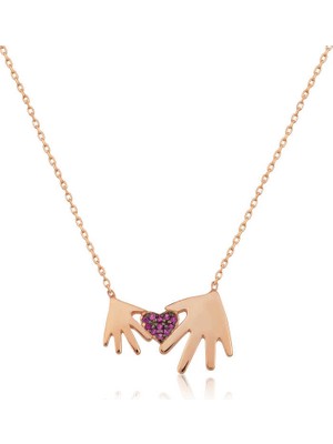 Siv Ticaret 925 Ayar Gümüş Rose Anne Çocuk Eli Kolye