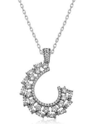 Siv Ticaret 925 Ayar Gümüş Markiz Taşlı Kadın Gümüş Kolye