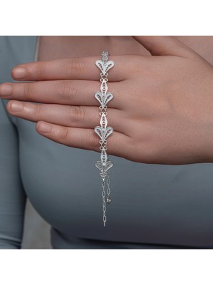 Siv Ticaret Gümüş Üç Yaprak Telkari Kadın Bileklik